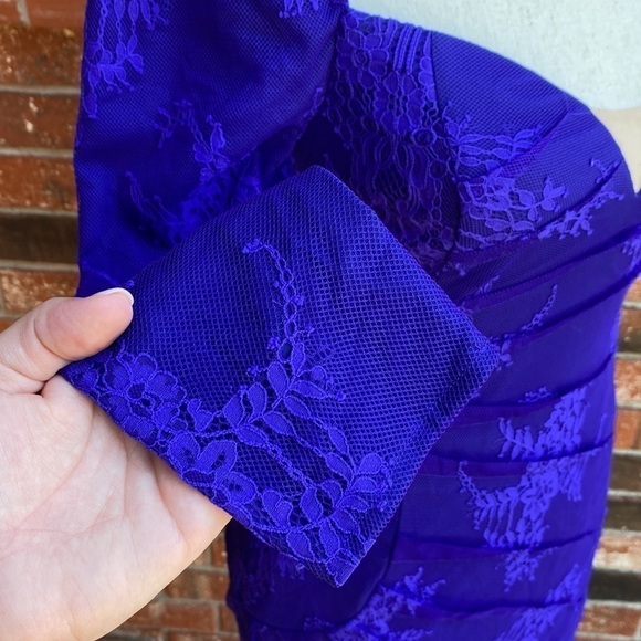 X by NBD Blue Embroidered Lace Overlay Body Con Dress Size XS - Picture 6 of 10